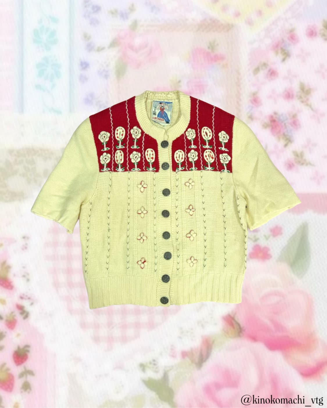 모리걸 플라워 반팔니트 가디건 아오이유우 상품이미지1