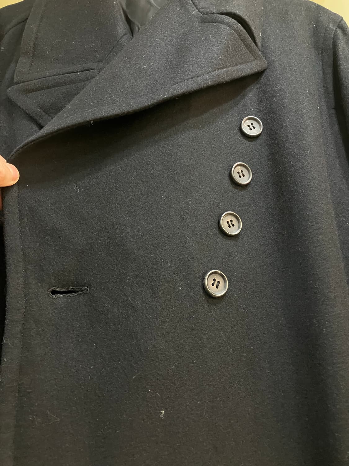 Y’s 요지야마모토 블랙 더블 브레스트 롱코트 상품이미지4