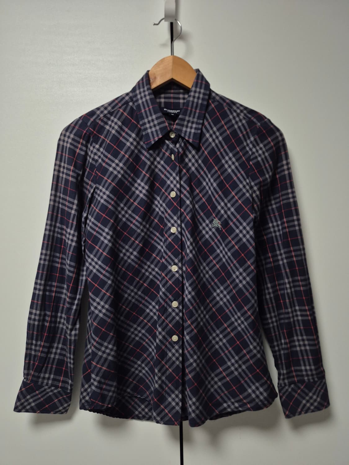 버버리 런던 네이비 노바 체크 코튼 셔츠 여성 95사이즈 상품이미지1