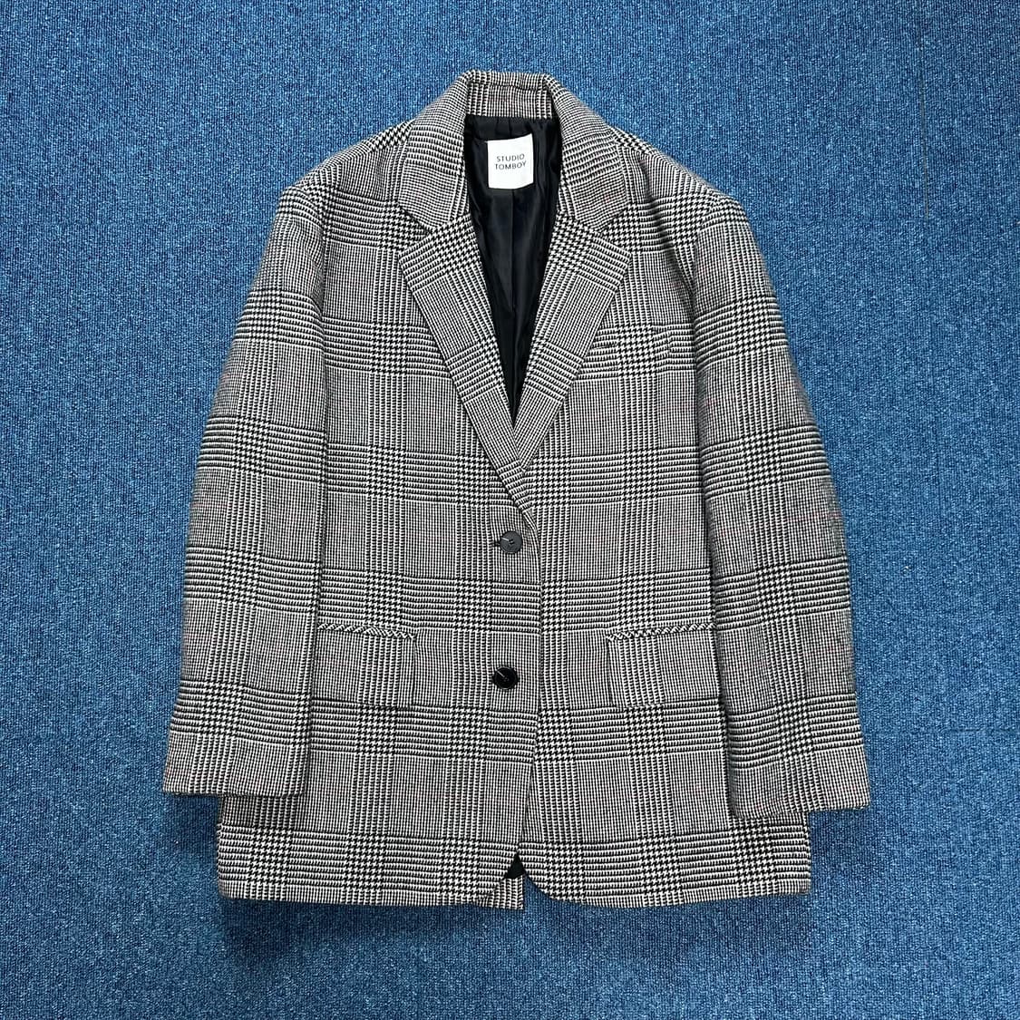 스튜디오톰보이 울 헤링본 체크 자켓 상품이미지1