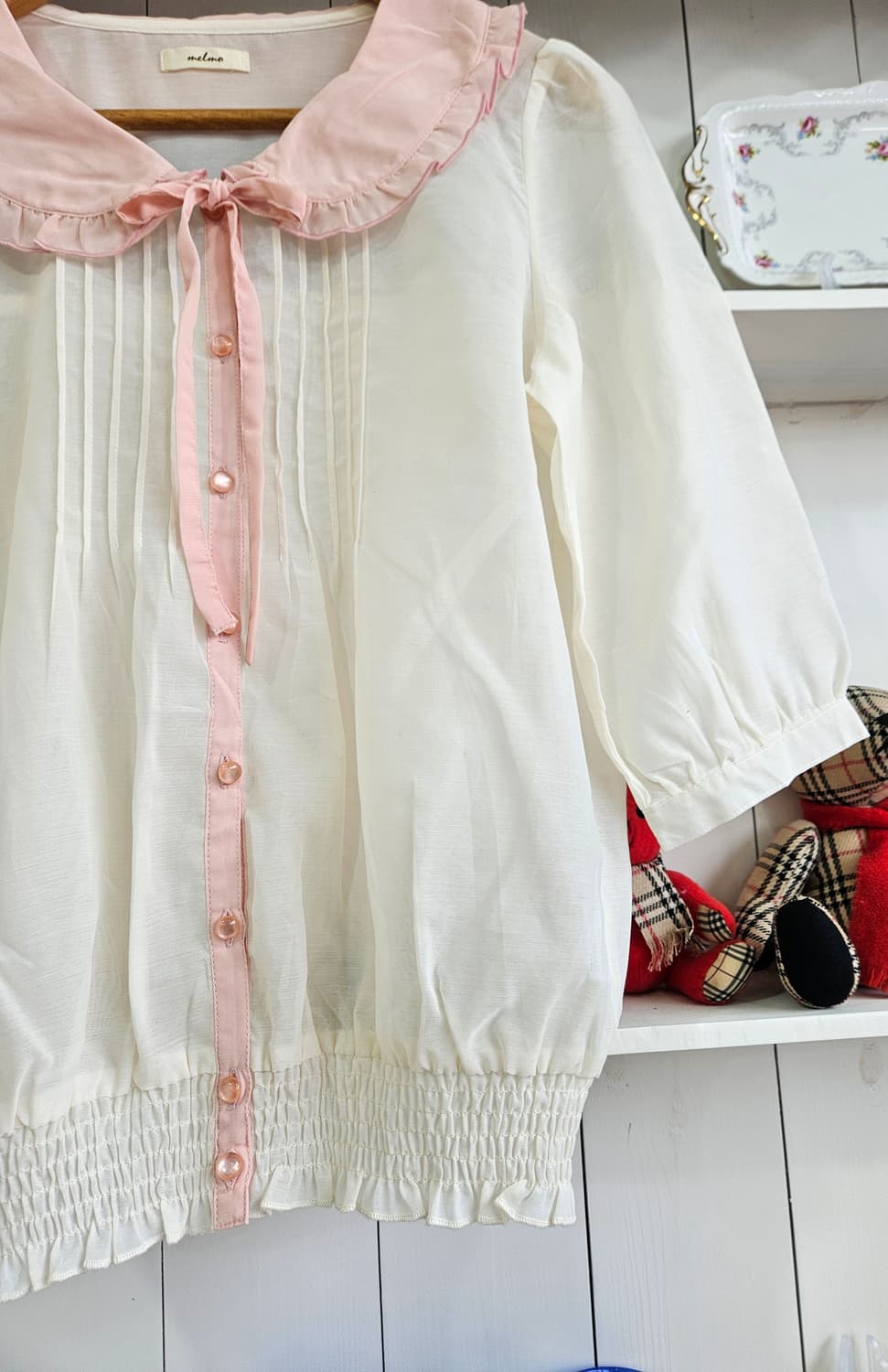 핑크 카라 러블리 블라우스 7부 상품이미지4