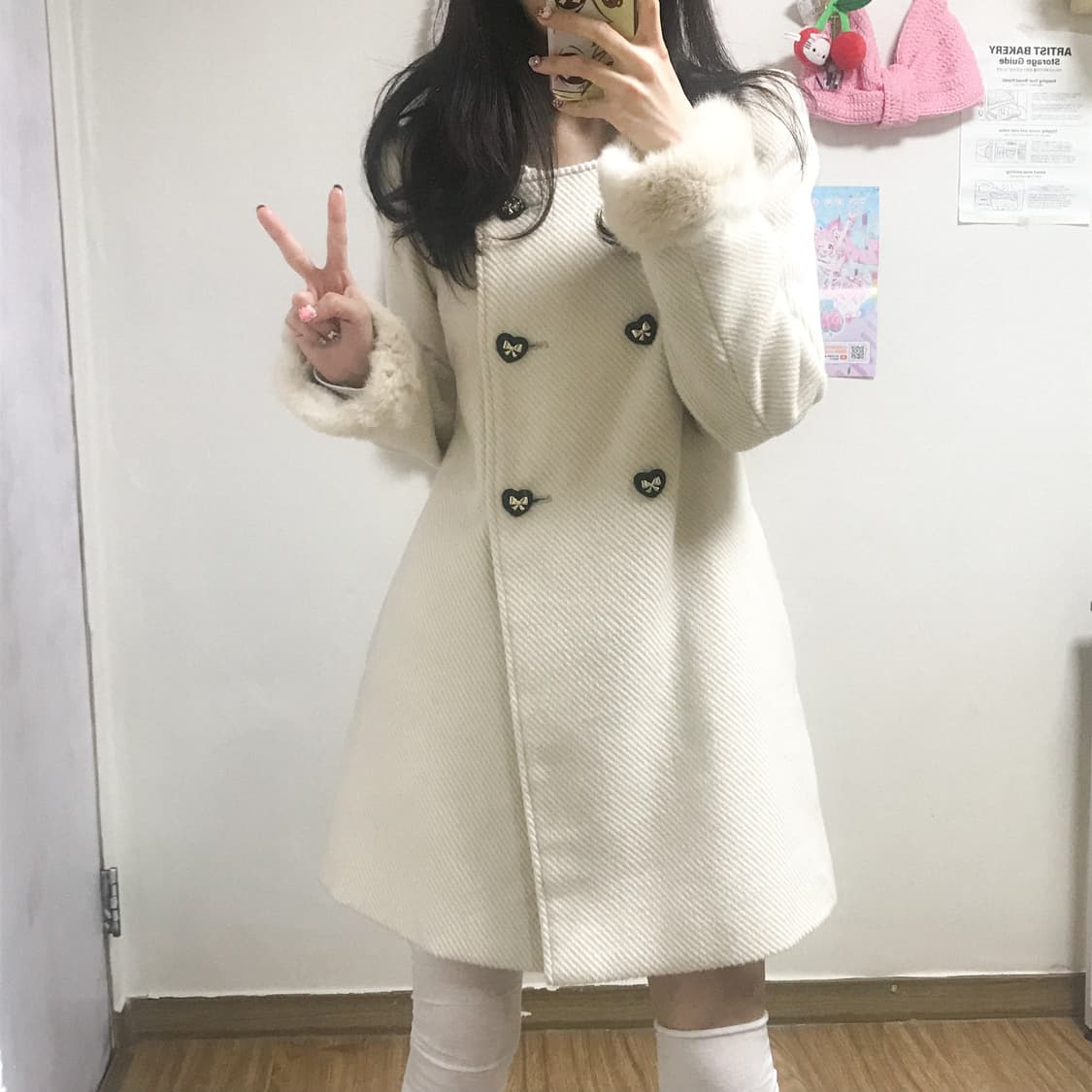 빈티지 화이트 퍼 달천깔 코트 히메갸루 로걀 라떼 이시하라사토미 공겜여주 상품이미지1