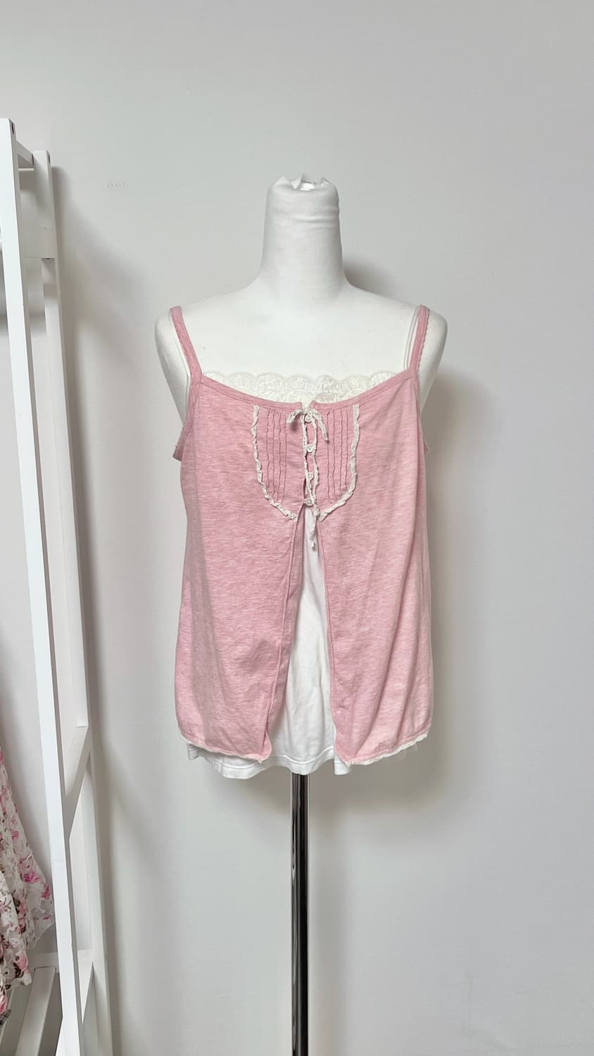 일본빈티지 모리걸 핑크 레이스 바선생 세트 상품이미지1