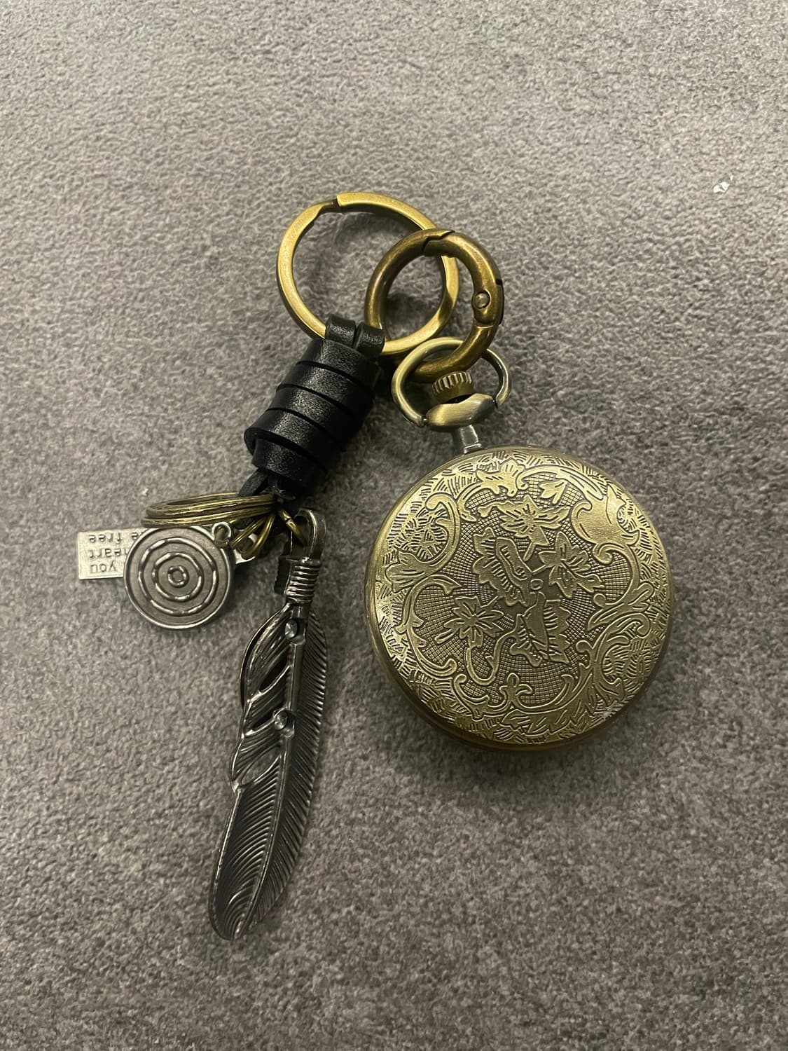 빈티지 회중시계 깃털 키링 상품이미지3