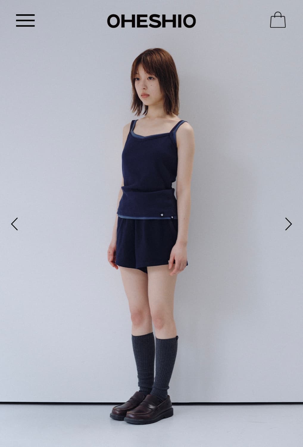 새상품 오헤시오 골지 브이넥 슬리브리스 블루 상품이미지2