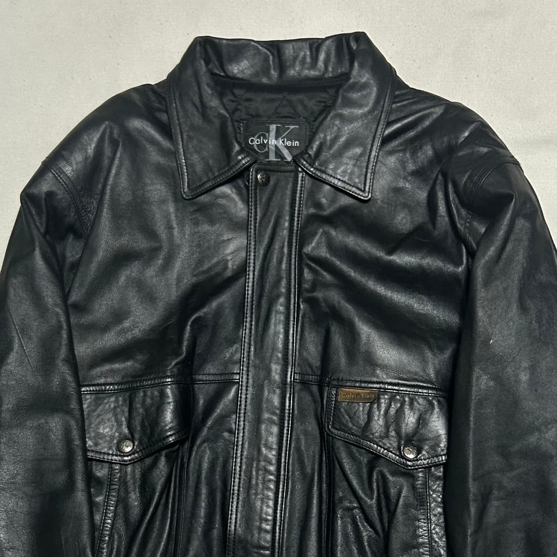 105 켈빈 클라인 블랙 가죽 자켓 상품이미지1
