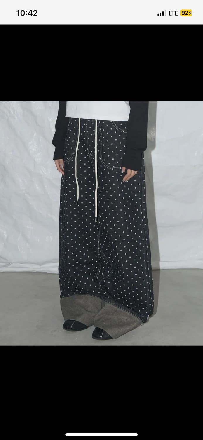 팬시클럽 스트링 도트 롤업 팬츠(BLACK) 1사이즈 상품이미지1