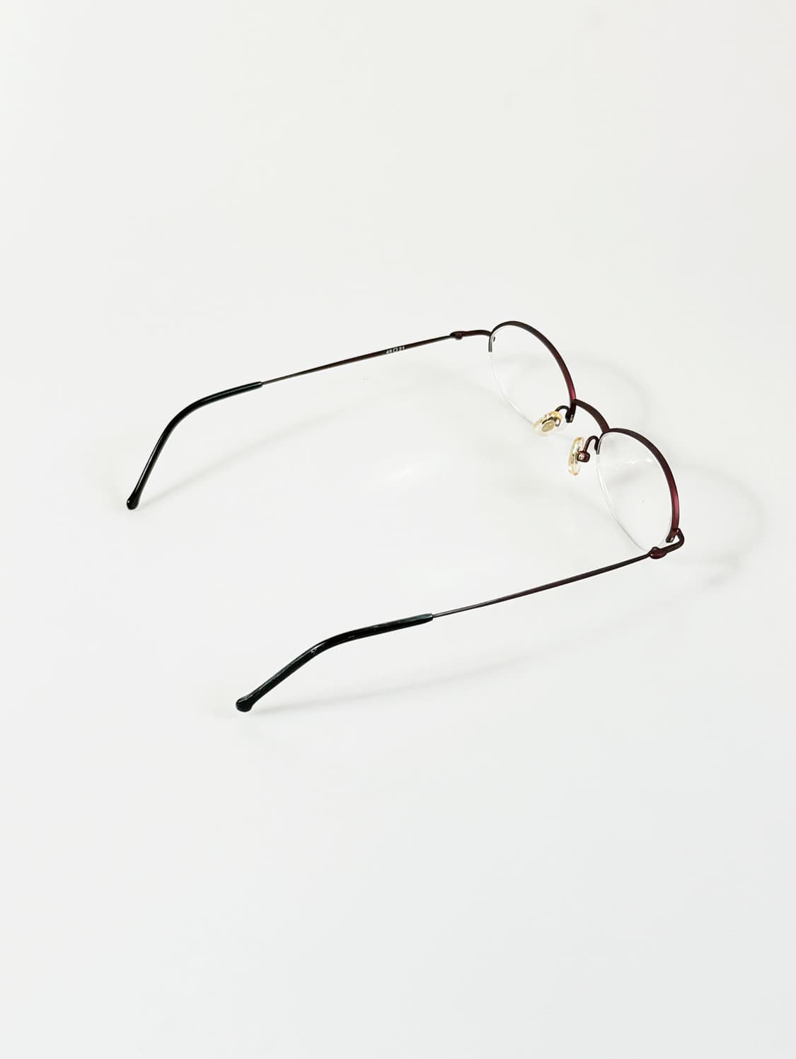 버건디 메탈 오벌 반무테 프레임 빈티지 안경 상품이미지4