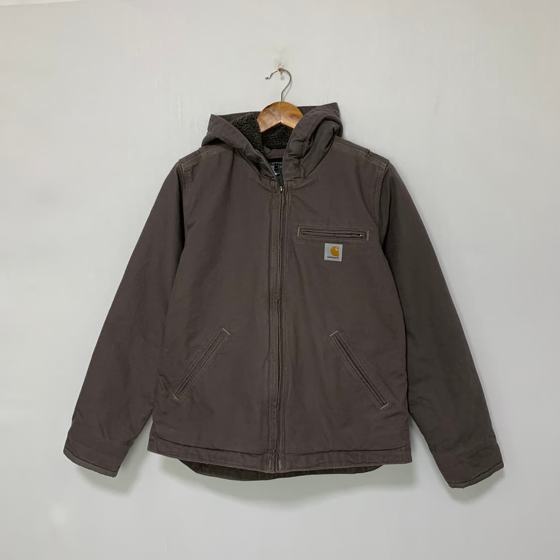 칼하트 빈티지 양털 후드 자켓 퍼플 차콜 S 루즈핏 남녀공용 상품이미지1