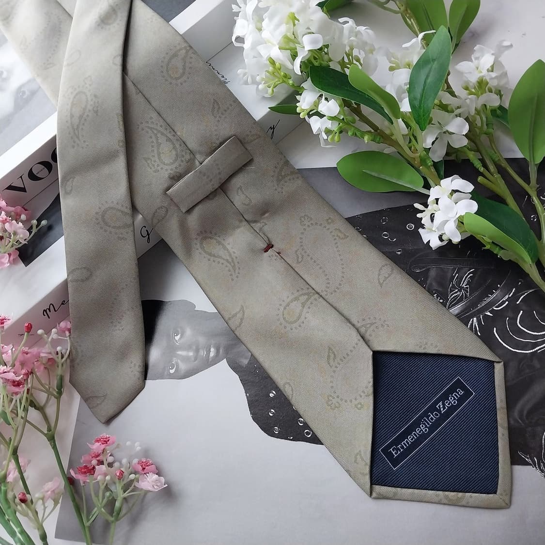 에르메네질도 제냐 실크 올리브 패턴 넥타이 9.5cm A등급 K2091
 상품이미지4