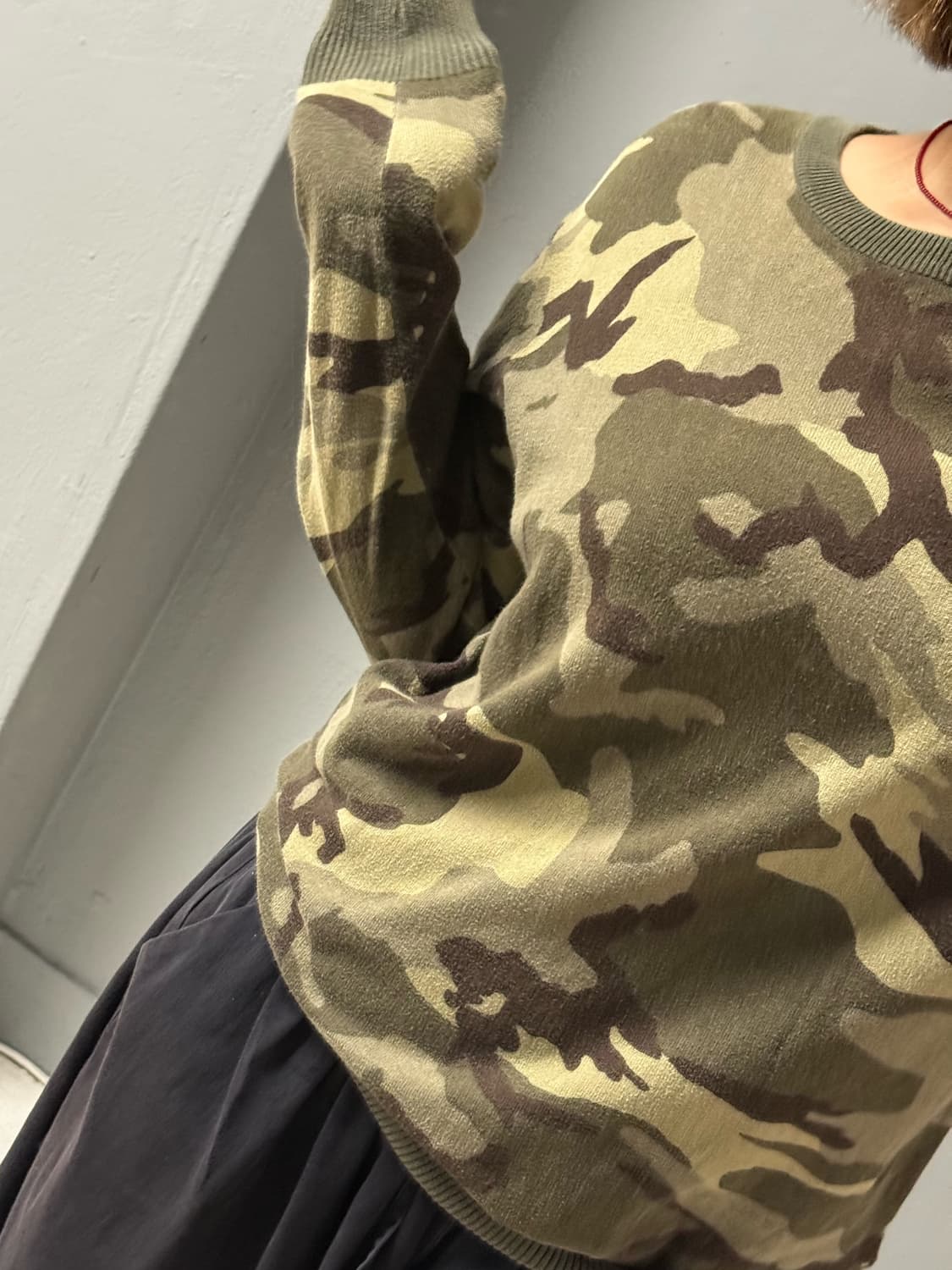 camouflage pattern knit sleeve 상품이미지3