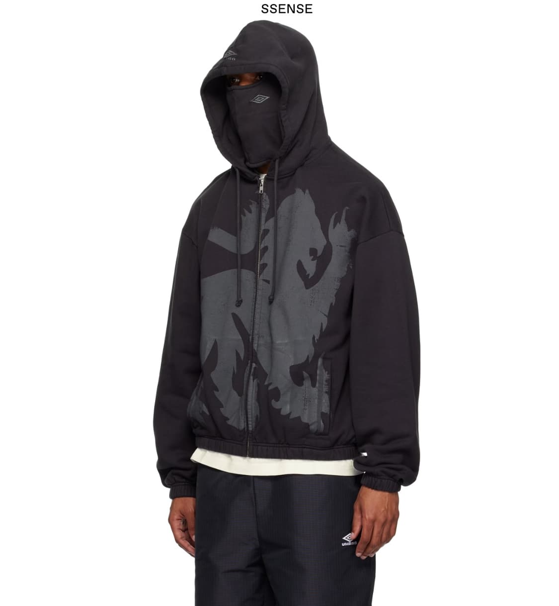 엄브로 x 슬램잼 헤랄딕 집 업 마스크 후드 워시드 블랙 상품이미지2