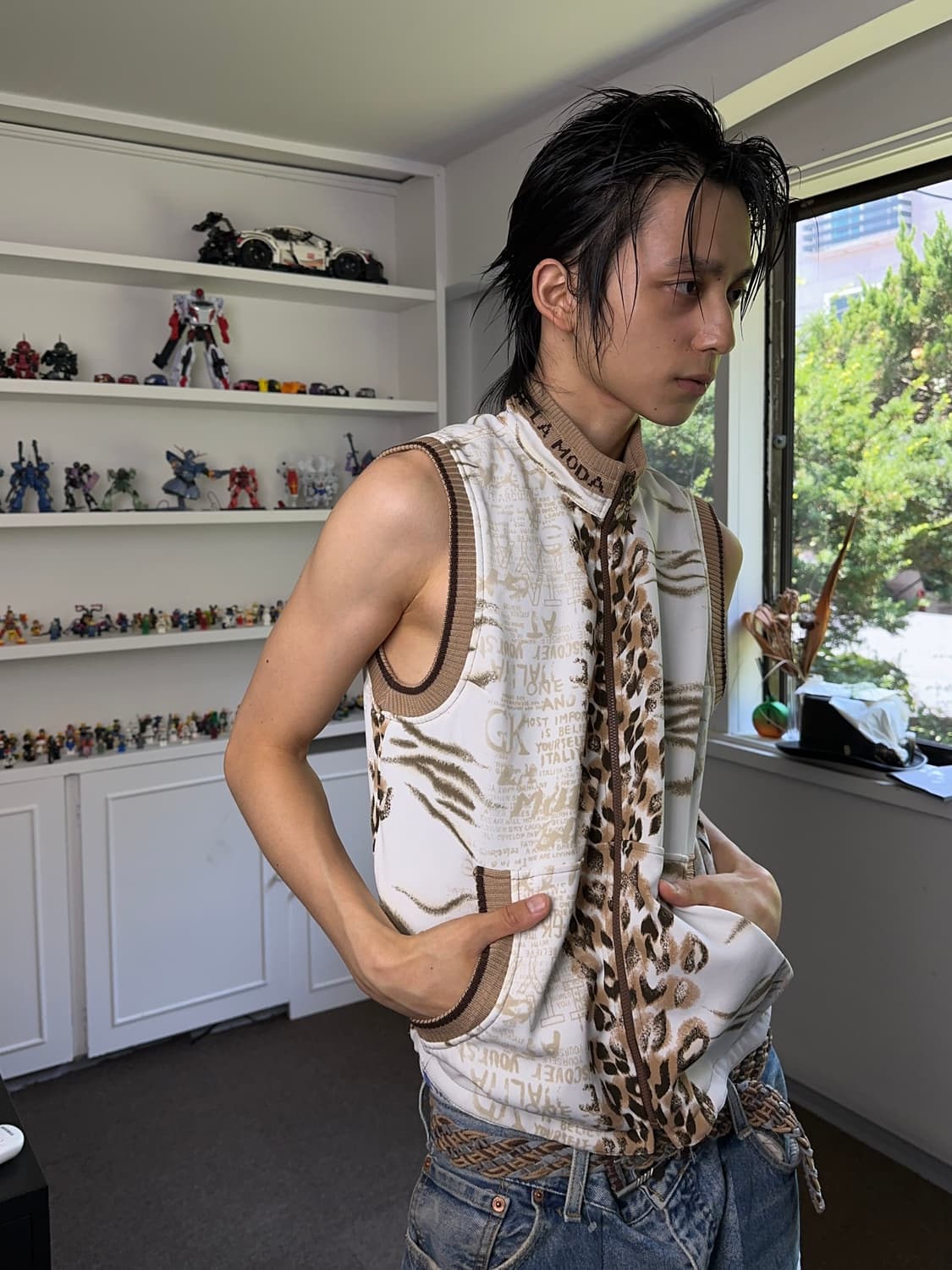 LA MODA GOJI 레오파드 집업 베스트 상품이미지2