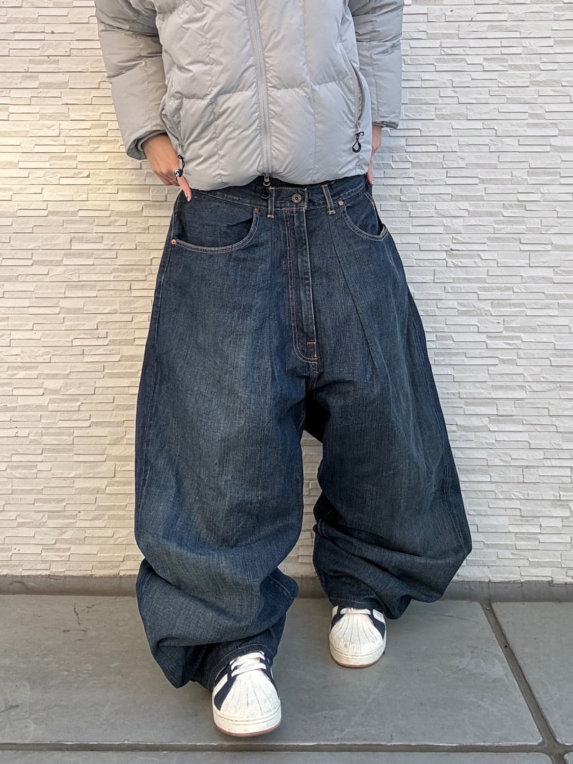 90s POLO JEANS CO 올드스쿨 진청 오버 와이드 데님 밴츠 상품이미지1