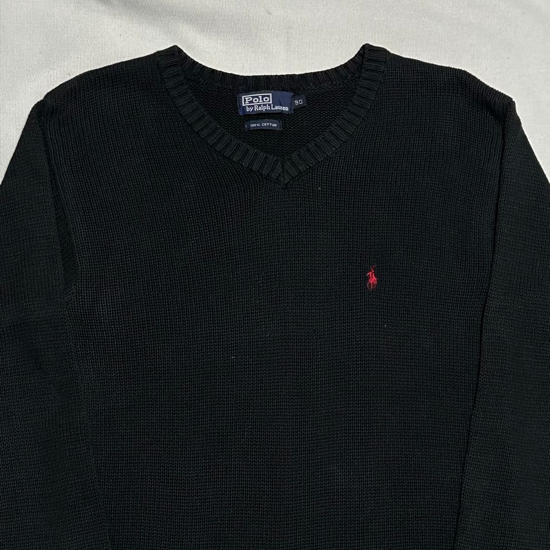 90 폴로랄프로랜 브이넥 코튼 블랙 니트  상품이미지1