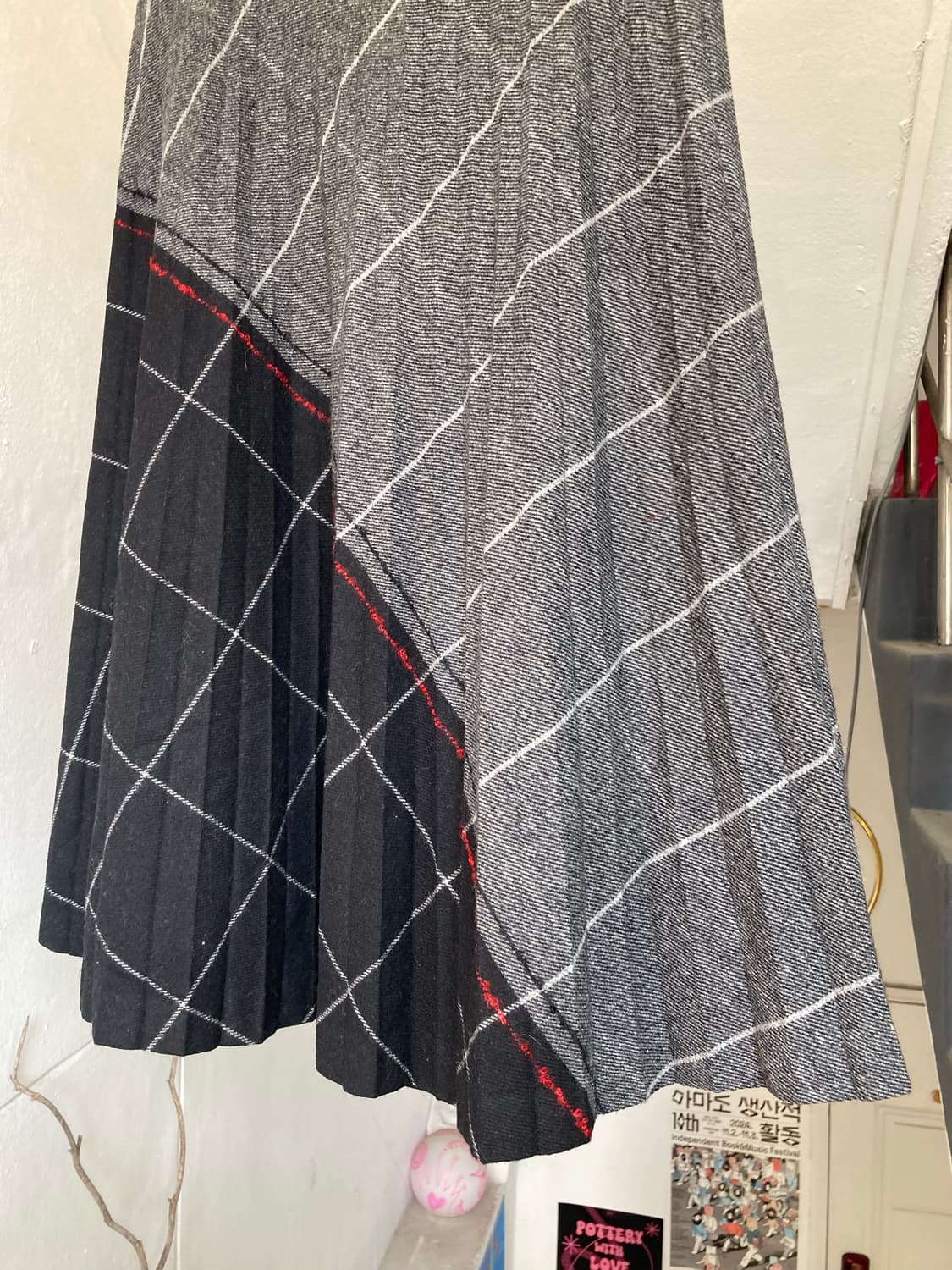 울 플리츠 플레어 미디 스커트 상품이미지3