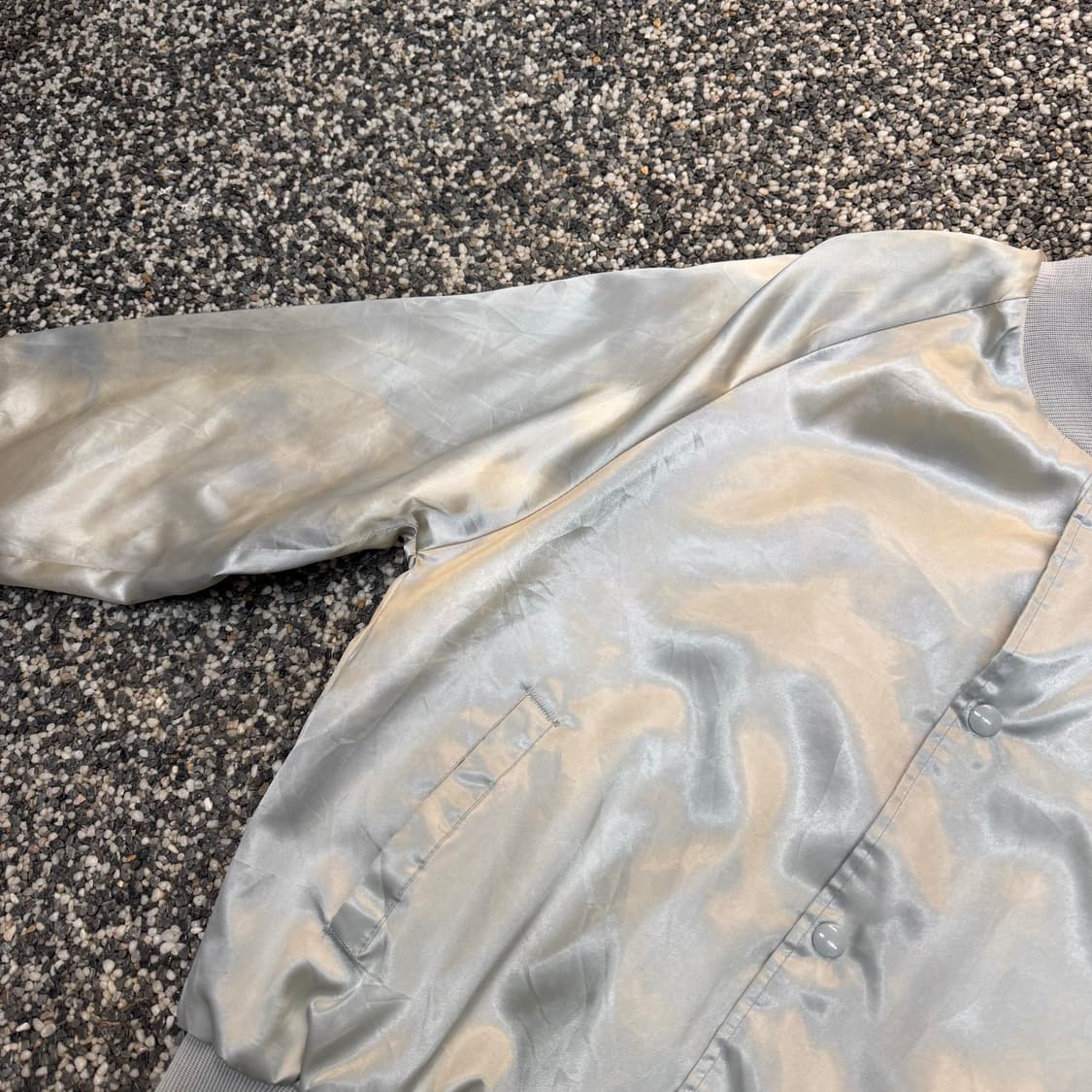 80s USS 미 해군 순양함 세일럼 새틴 봄버 자켓 made in US 상품이미지3