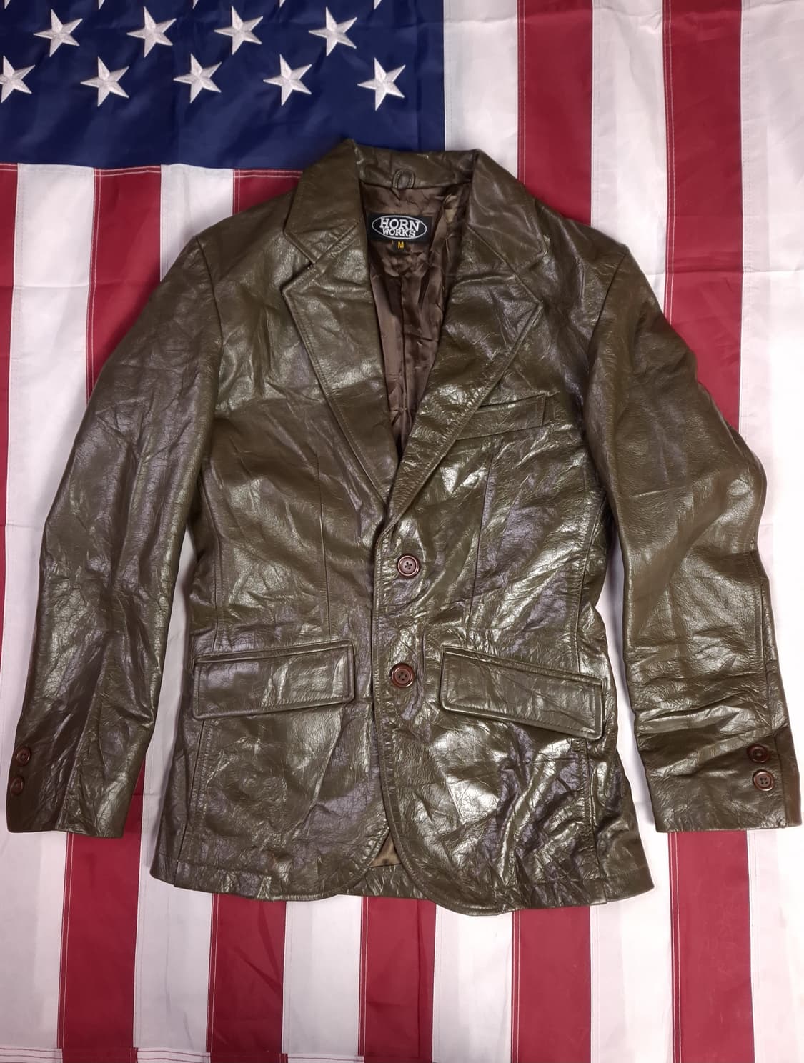 오리지날 90's 일본판 HORN WORKS 리얼레더 블레이져 상품이미지1