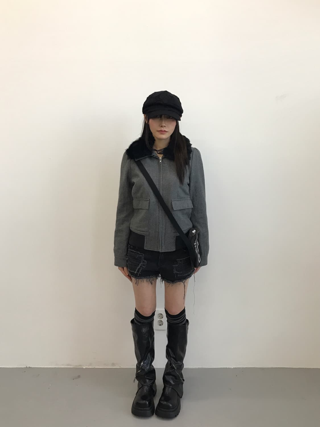 Jpn Wool Blend Rabbit Fur Collar Jacket 상품이미지1