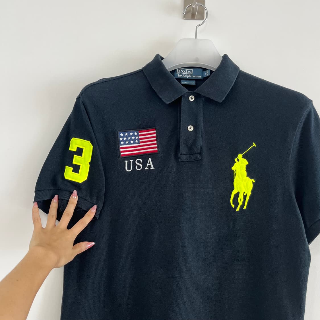 폴로 랄프로렌 빅포니 USA 성조기 블랙 반팔 카라티 상품이미지4