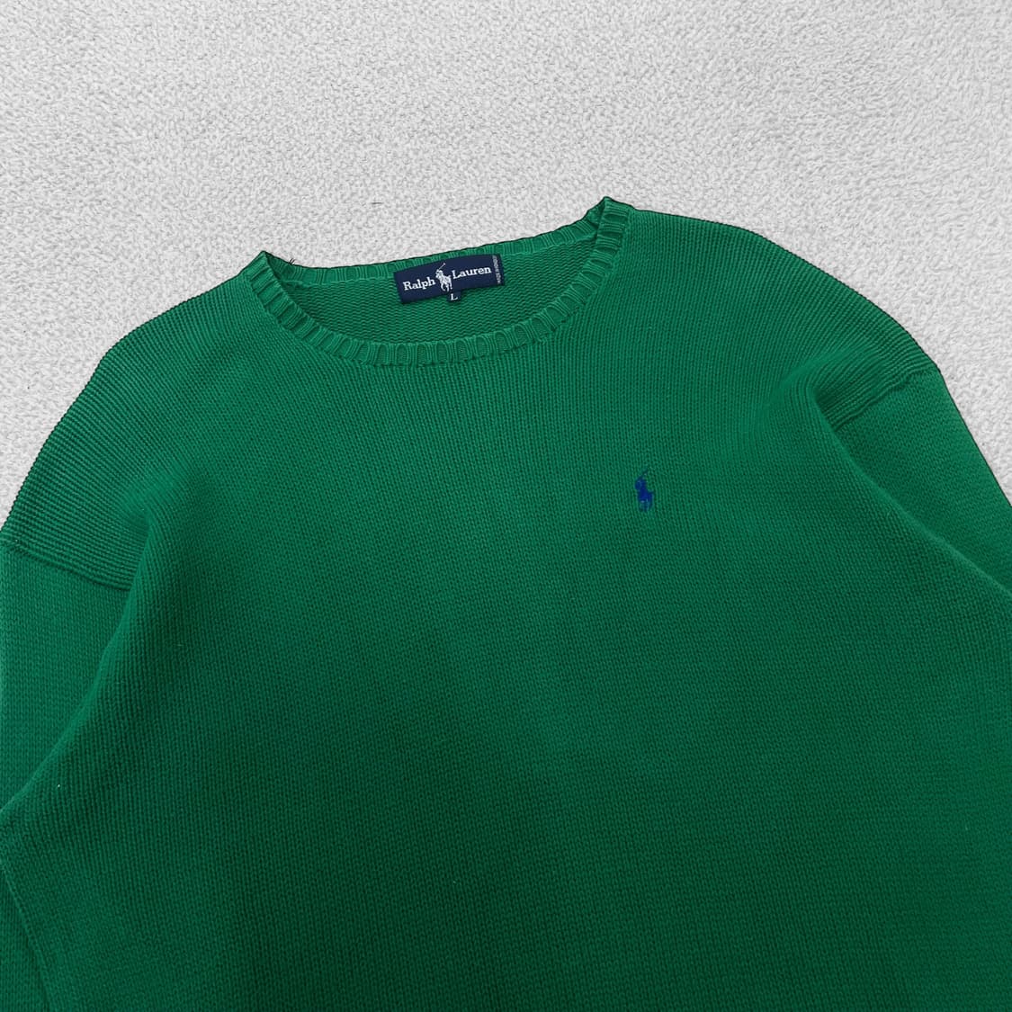 폴로 랄프로렌 포니 로고 코튼 라운드 니트 그린 상품이미지2