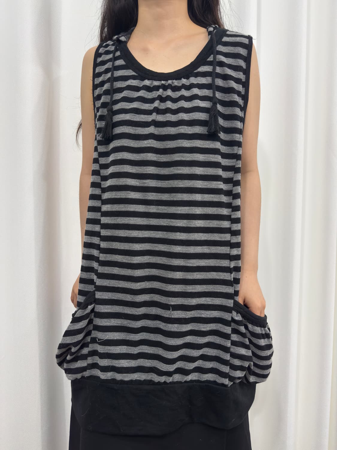 stripe hood sleeveless 상품이미지2