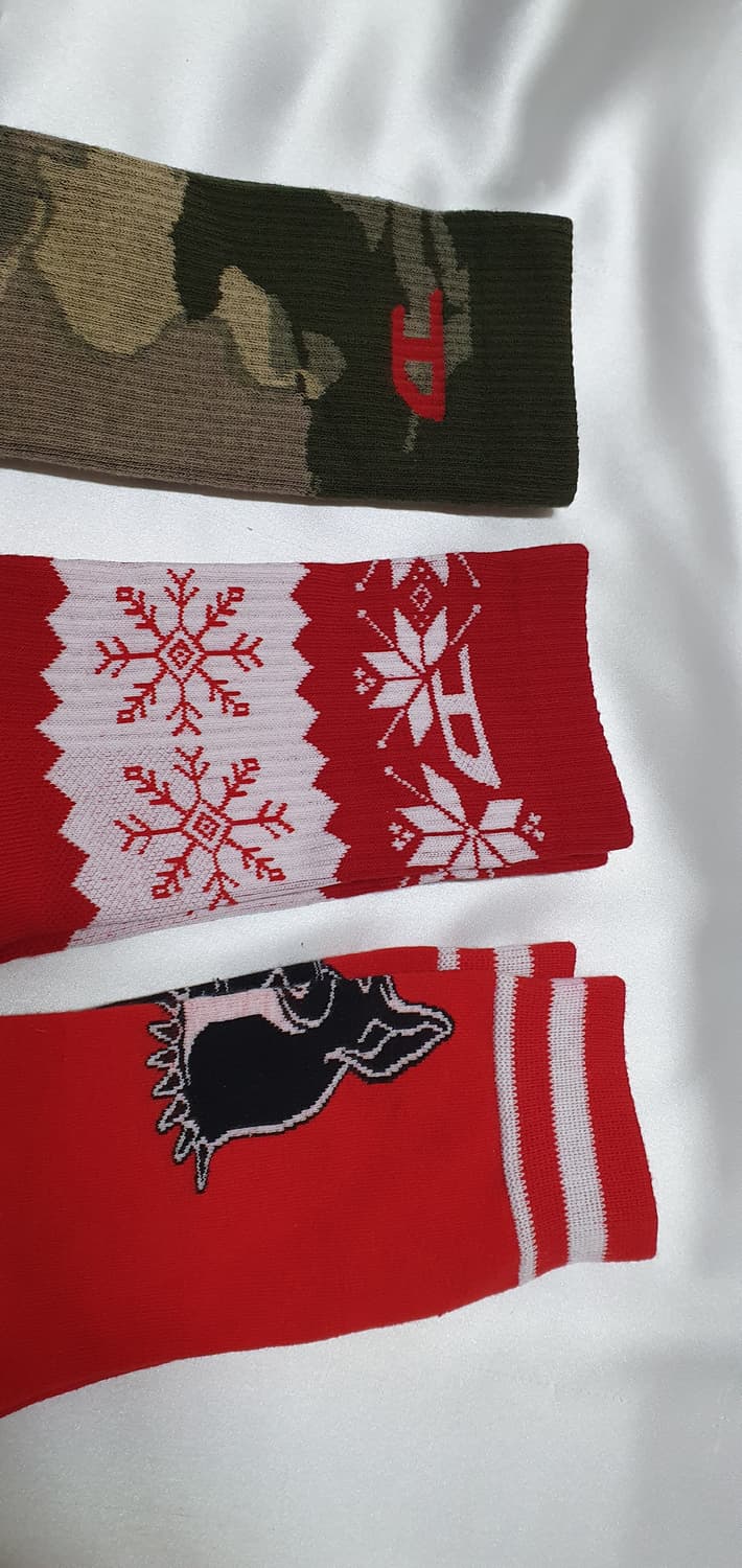 그린 블랙 레드 카모 스노우 눈꽂 불독 강아지 디젤 양말 상품이미지5