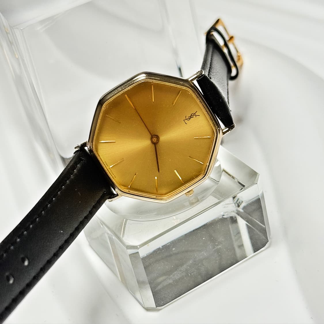 80's90's 빈티지 YSL 이브생로랑 옥타곤 샴페인 골드 워치 상품이미지1