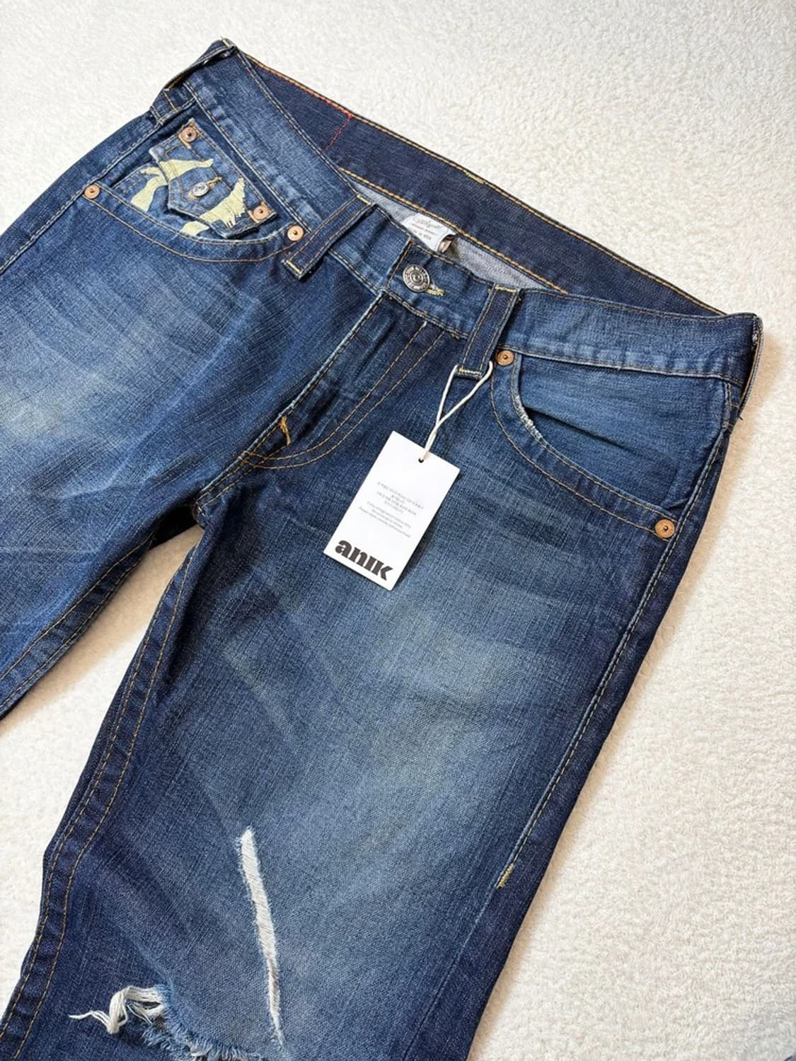 트루릴리젼 00's USA 프린팅 데미지드 데님 팬츠 PN6066 상품이미지5