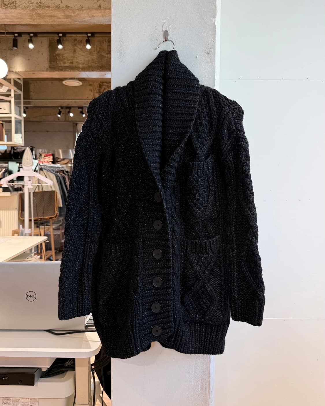 mm6 블랙 울 숄카라 가디건  상품이미지2