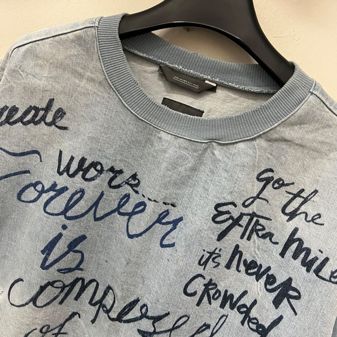 ZARA MAN 자라 맨 데님 샴브레이 빈티지 맨투맨 해외 L 상품이미지3