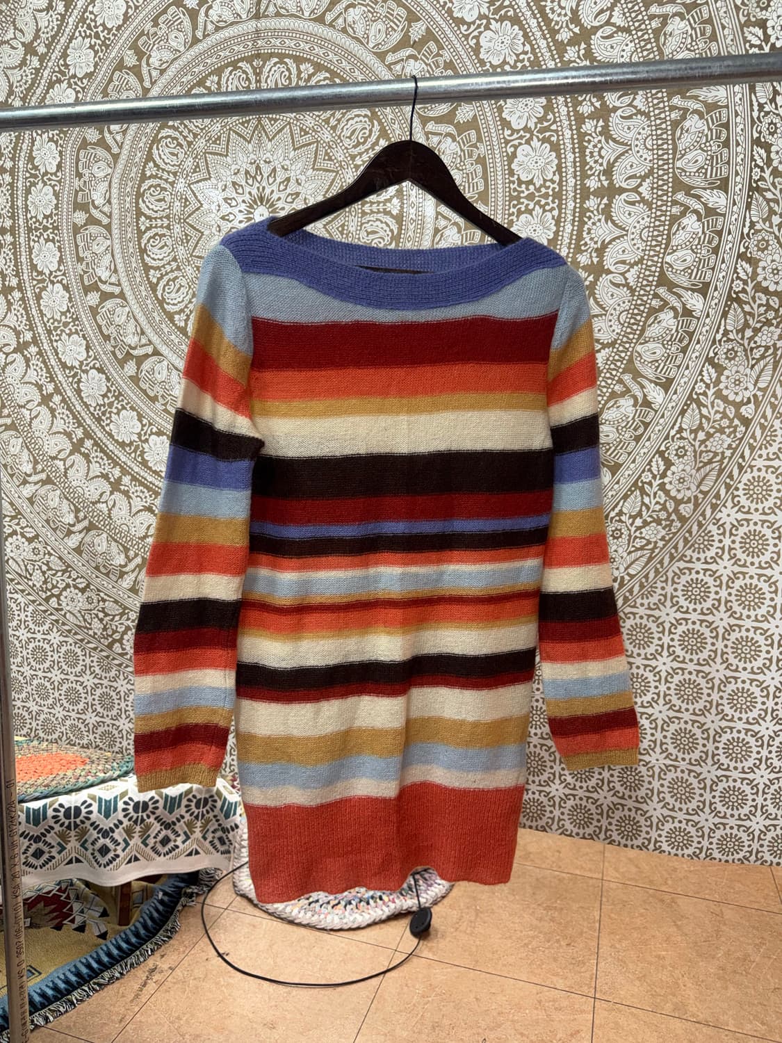 빈티지 여성 스트라이프 롱 니트  상품이미지2