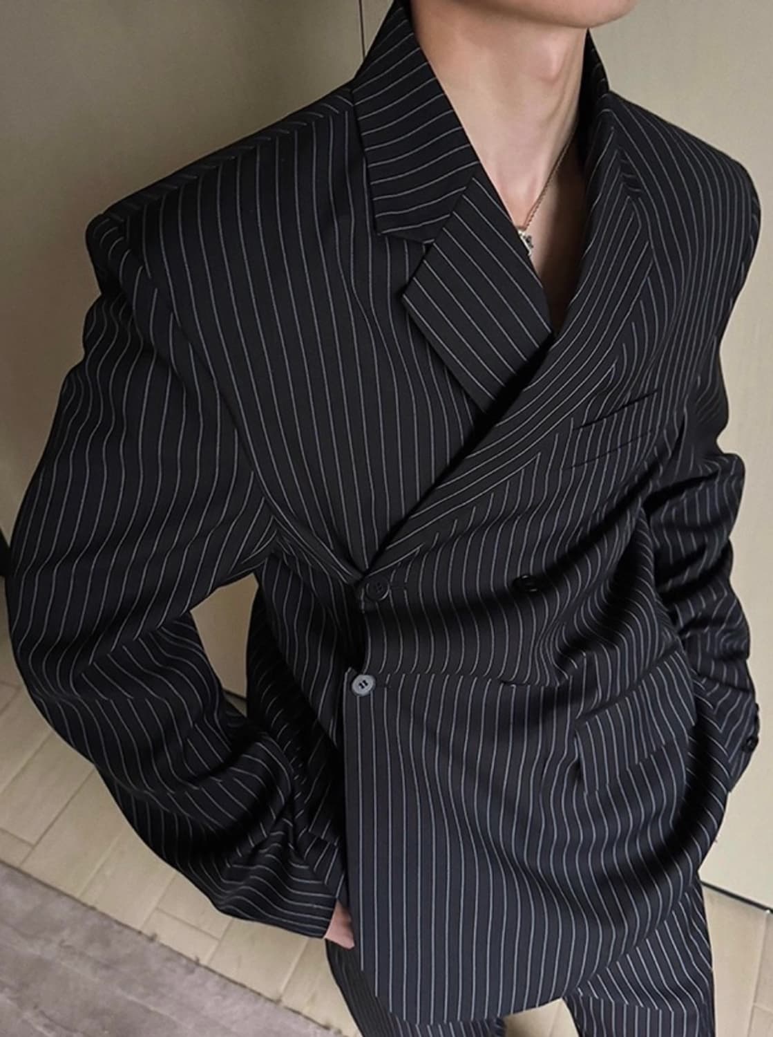 Weave studio 렉토맛 스트라이프 랩 블레이저 셋업 XL 상품이미지2