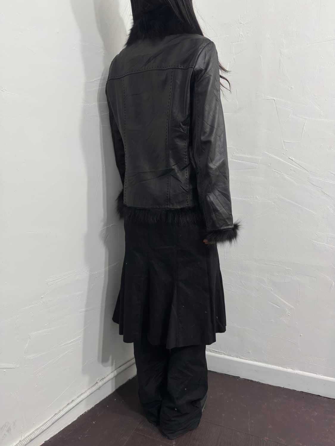 lila fur detail leather jacket 상품이미지6