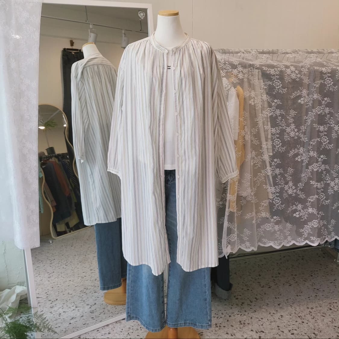 Cloud nine 멀티스트라이프 롱셔츠 원피스 상품이미지2