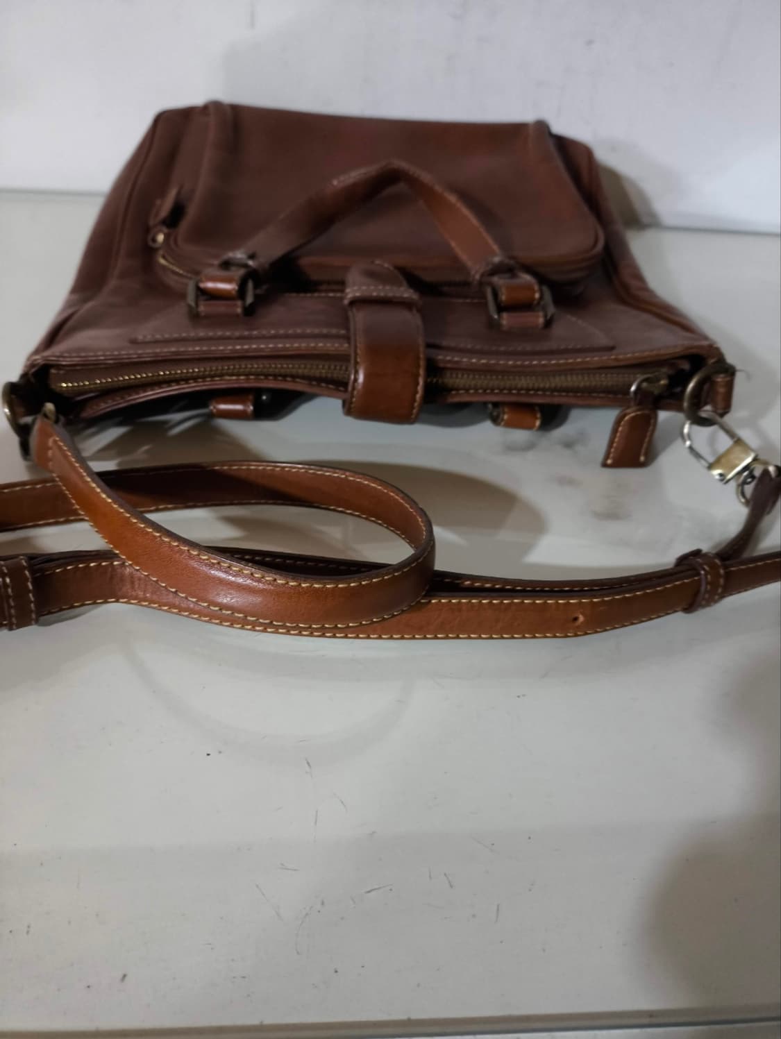 몽삭 00's 에이징 가죽 크로스백 서류가방 상품이미지5