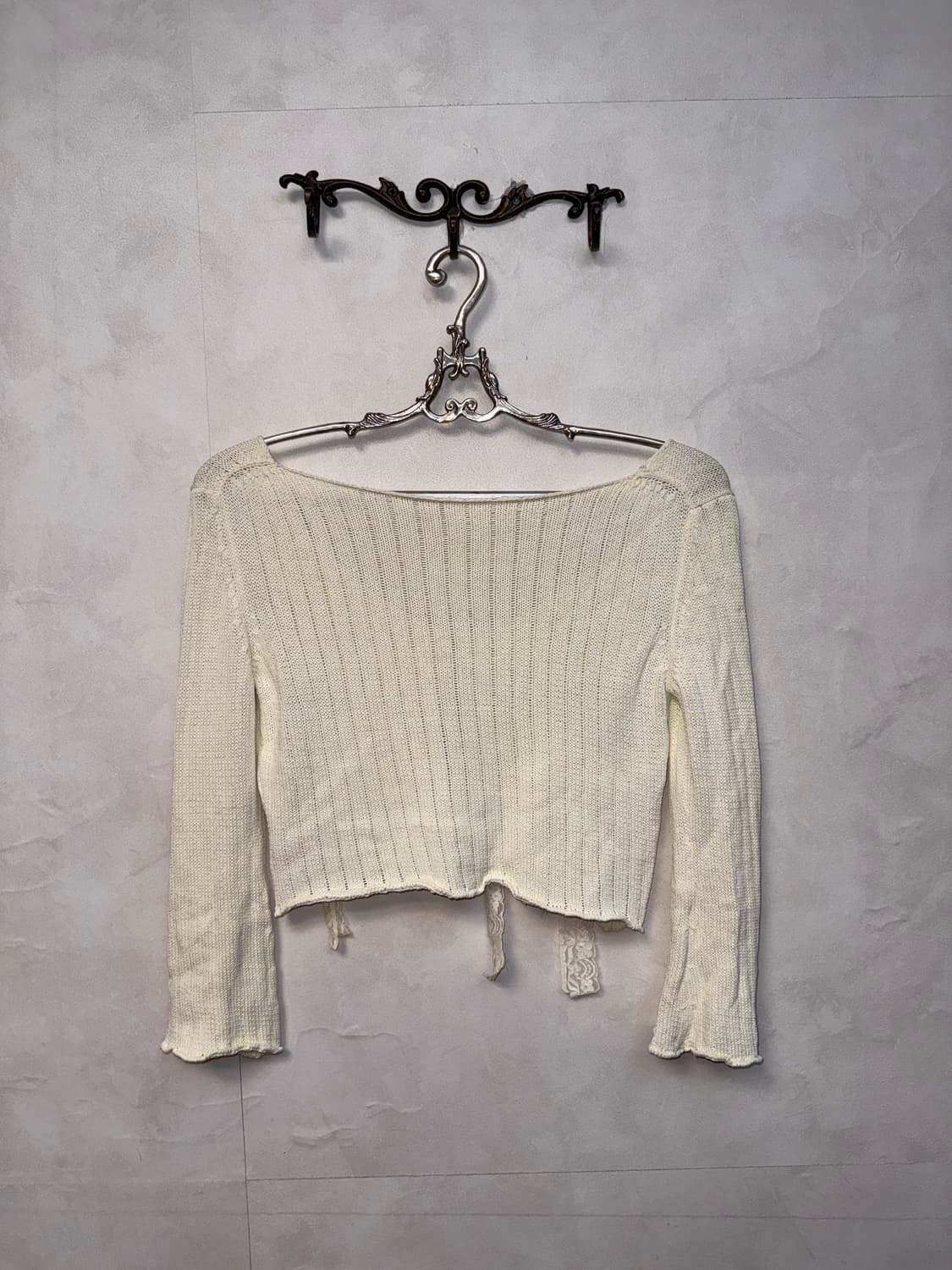 Ivory ribbon crop cardigan  상품이미지3