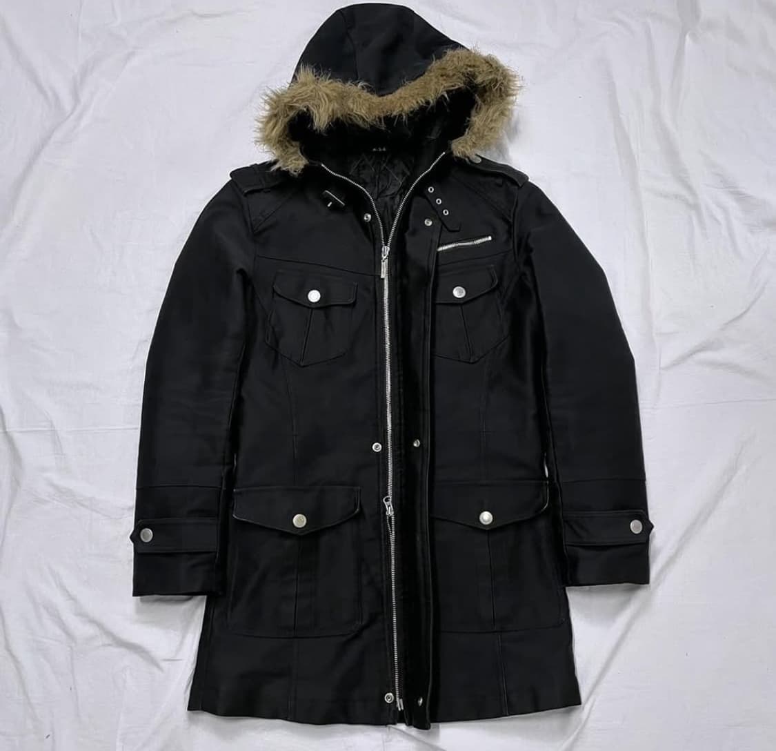 Brown fur black field paka jacket 상품이미지1