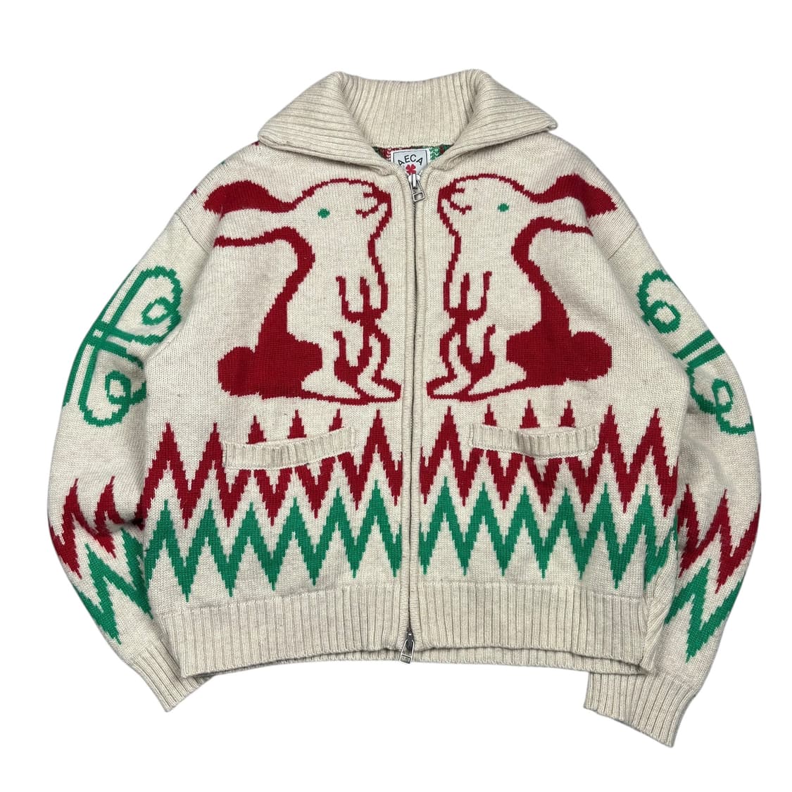 에이카 화이트 아이보리컬로 코위찬 니트 집업 상품이미지1