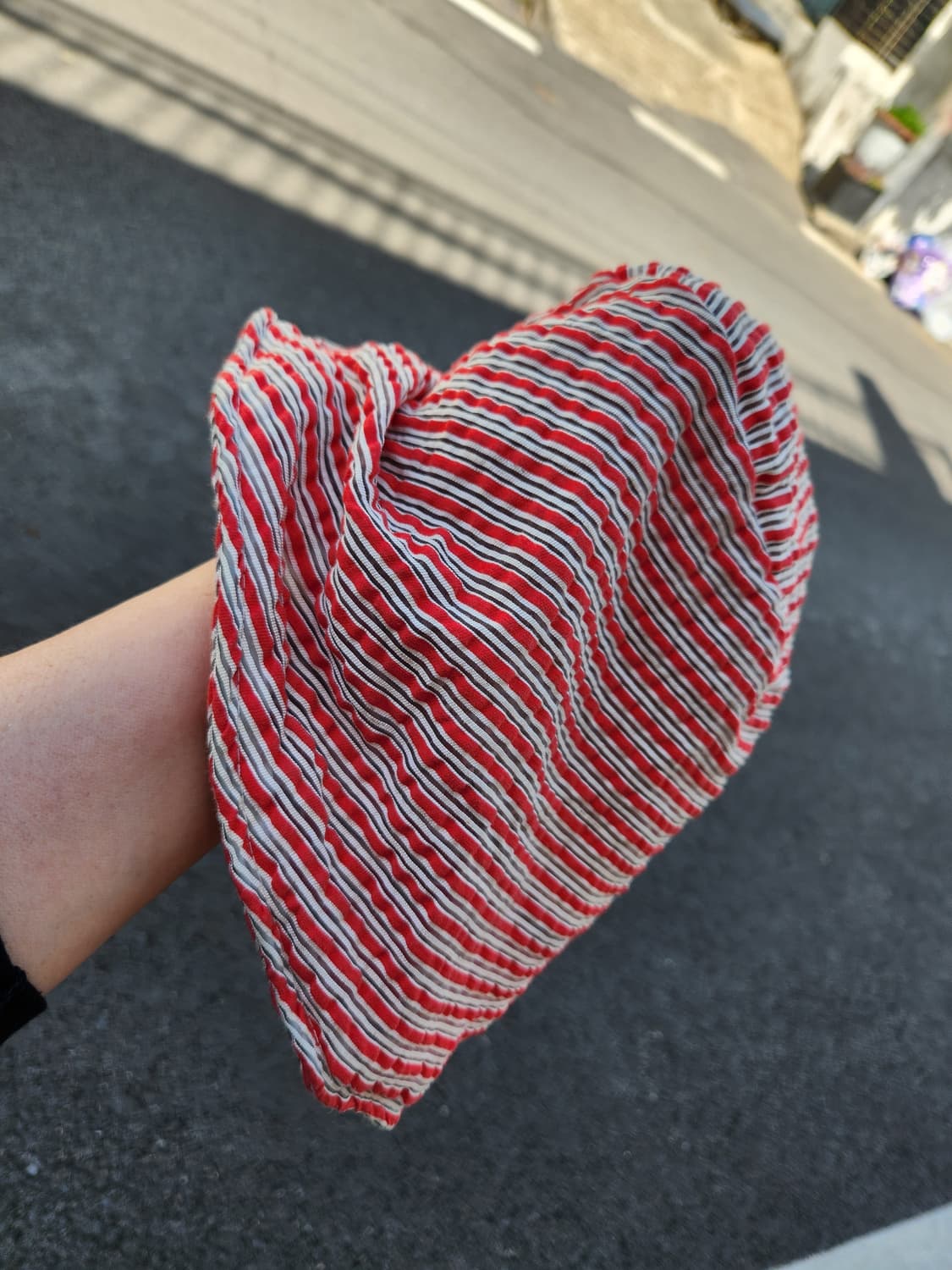 시원한 줄무늬 주름 벙거지 모자 상품이미지2