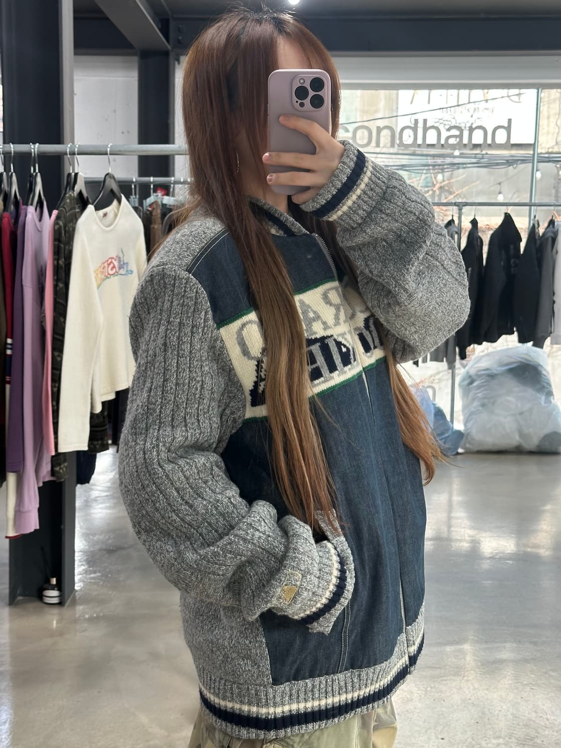 MLB 00s 콜로라도 데님누빔 니트점퍼 상품이미지2