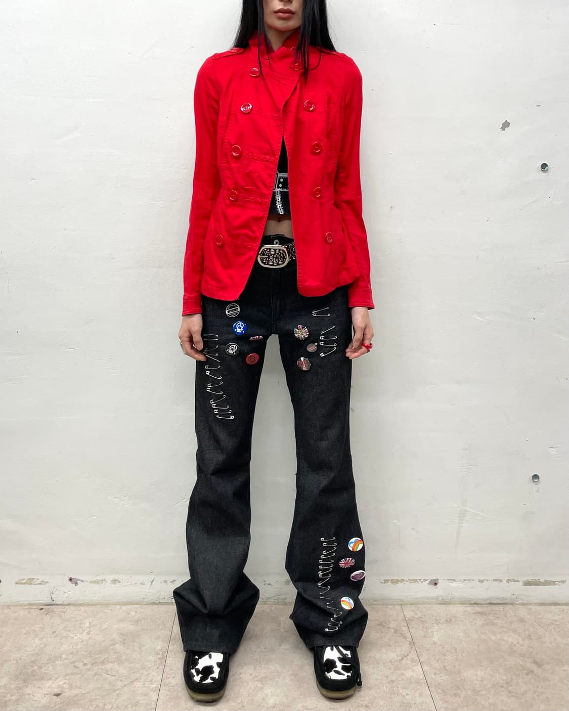 button high-neck red jacket 상품이미지4