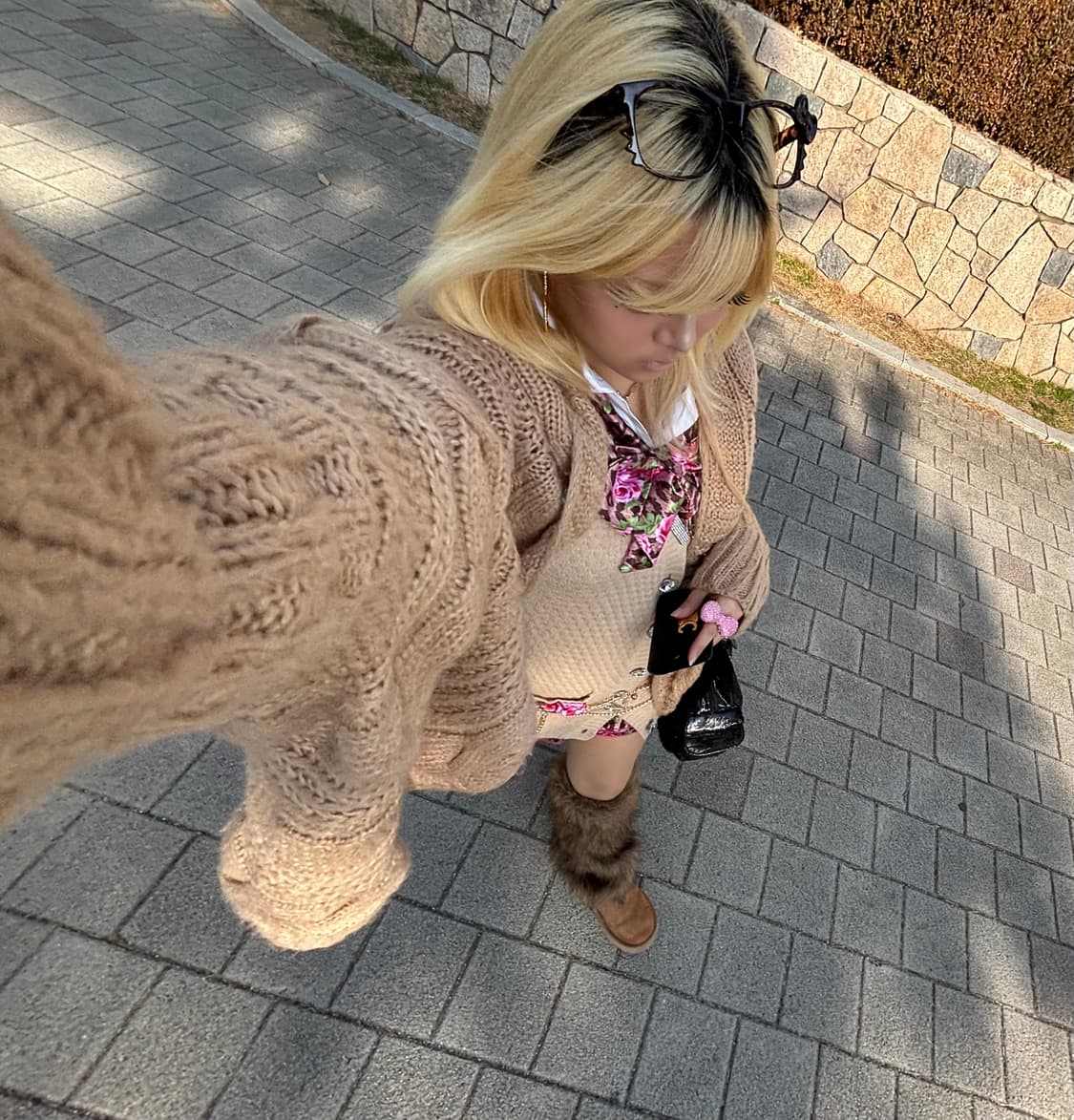 다츄라 DaTuRa 니트 가디건 가오리핏 오네 히메 라떼 갸루 상품이미지3