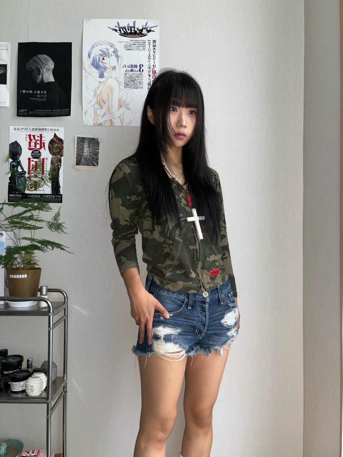 y2k 카모 슬림핏 후드집업 상품이미지2