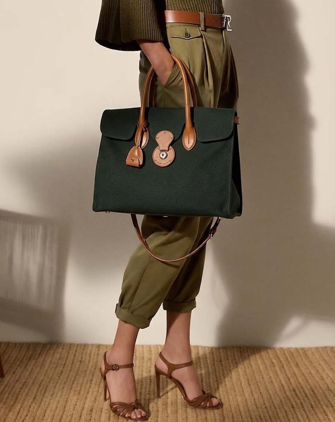 폴로 랄프로렌 컬렉션 카프스킨 소프트리키 33 캔버스 쿠퍼백 숄더 토트백 상품이미지2