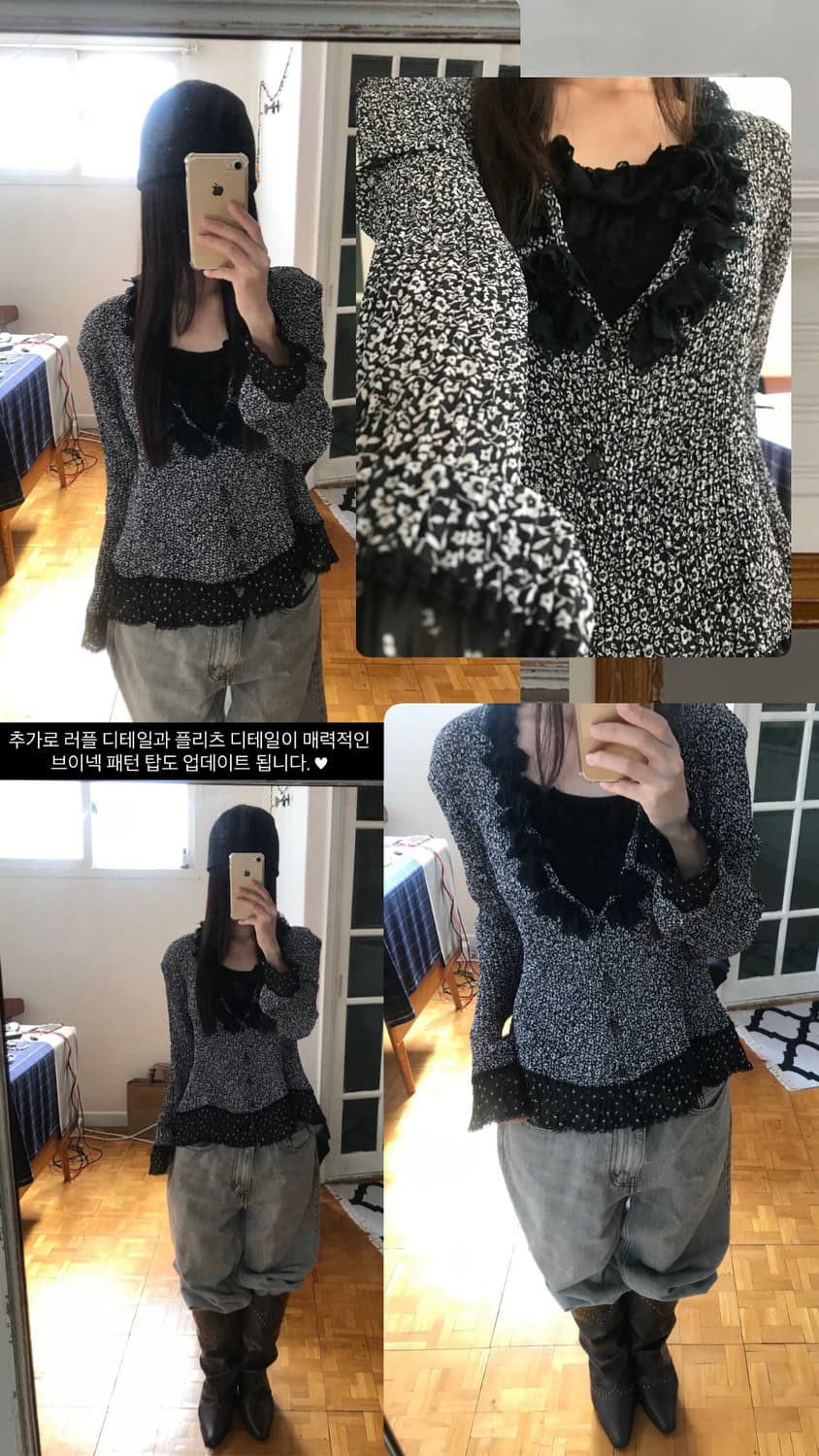 vintage pattern pleats blouse 상품이미지6