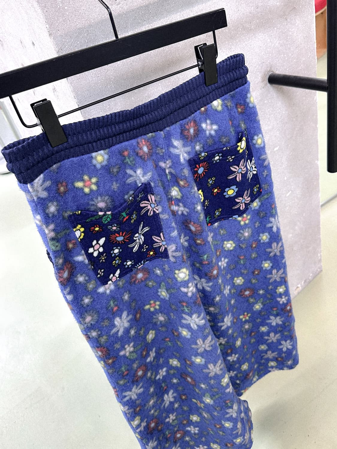 blue flower fleece long skirt 상품이미지2