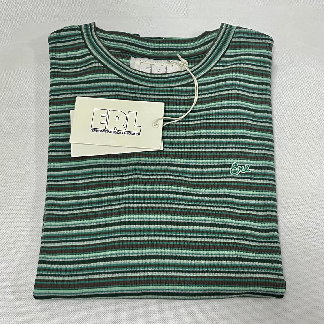 [XL]이알엘 ERL 25fw 스트라이프 롱 슬리브리스 탑/그린 상품이미지2