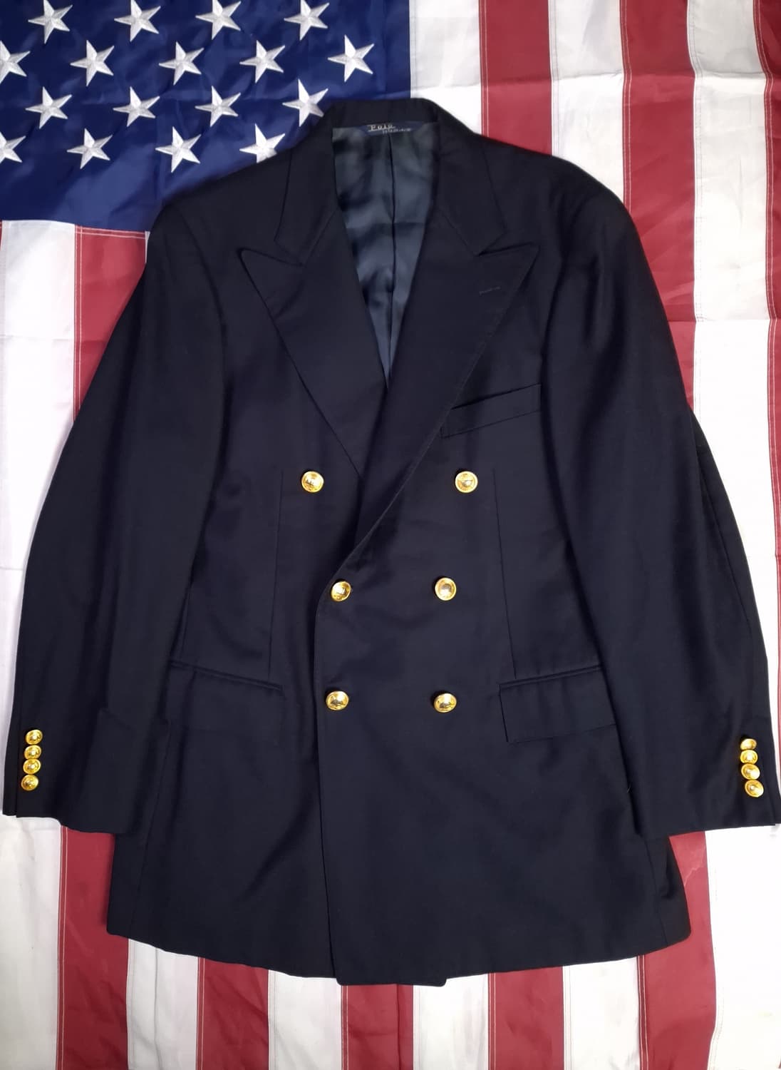 오리지날 90"s 일본판 랄프로렌폴로 금장 더블 블레이져 상품이미지1