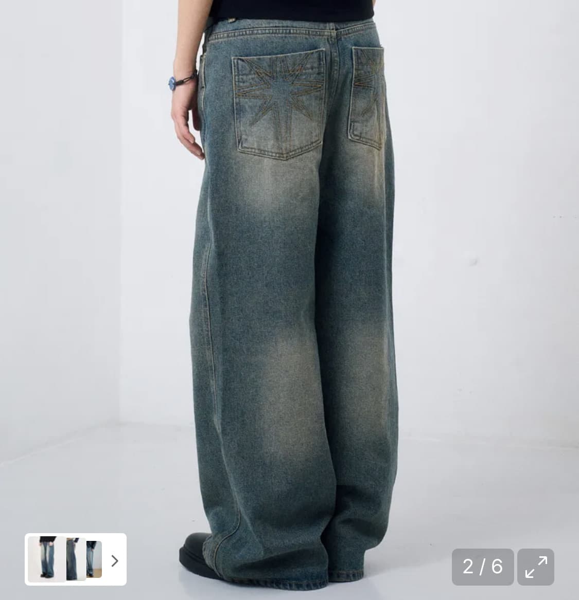 이우가마카라스 Needlework Denim Pants Sand Blue 상품이미지1